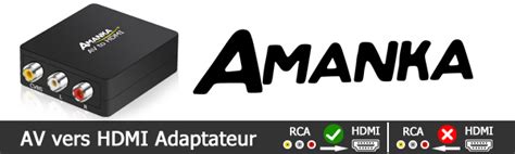 Amanka Adaptateur Rca Vers Hdmi Rca Composite Av Vers Hdmi Vid O