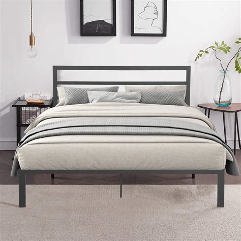 Queen Size Vintage Platform Beddurable Metal Bed Frame With Victorian Style Iron Art Headboard