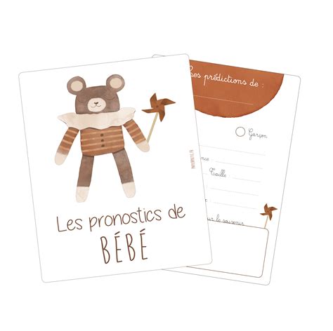 Lot Cartes Pronostics B B Ourson Papier Poetic