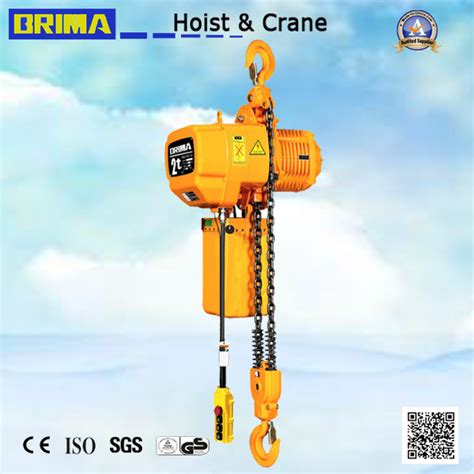 2000kg 2 Chain Falls Double Speed Electric Chain Hoist With Fixed Hook