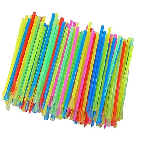 Disposable Spoon Straw Stirring 300 Pcs Dessert Juice Plastic Spoons