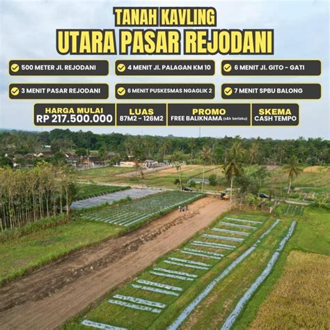 Jual Tanah Kavling Luas 87 M2 Terjangkau Area Pasar Rejodani Harga