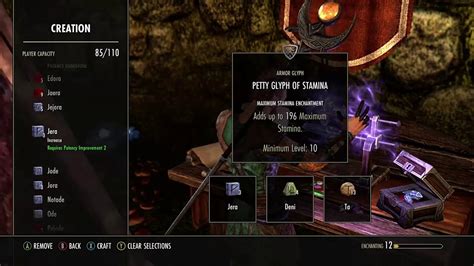 Eso Crafting Petty Glyph Of Stamina Youtube