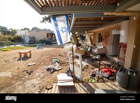 Charred and destroyed buildings of Kibbutz Kfar Aza after a brutal ...