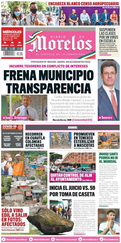 Newspaper Diario De Morelos Mexico Newspapers In Mexico Wednesday S