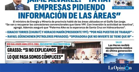 Diario La Opinión Austral tapa edición impresa del domingo 21 de enero ... 