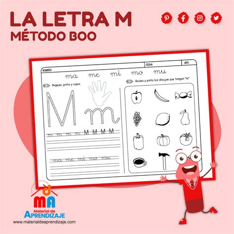 Lecto Escritura M Todo Boo Letra M Material De Aprendiazje