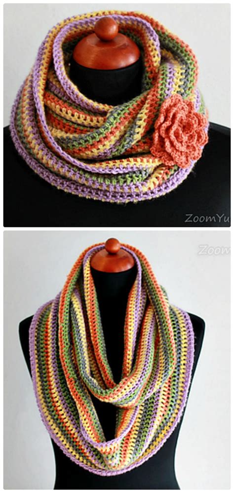 Crochet Infinity Scarf Cowl Neck Warmer Free Patterns Instructions