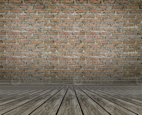 Room with brick wall and wooden floor 25852126 Stock Photo at Vecteezy