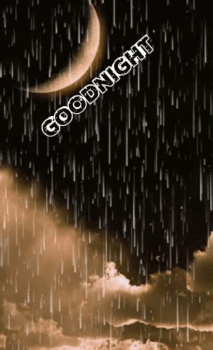 Good Night Raining Moon and Clouds Animated GIF