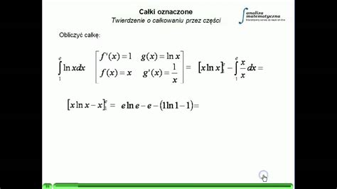 Całki oznaczone Całkowanie przez części cz 1 YouTube