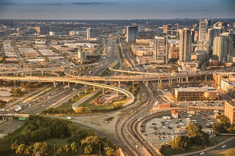 Freeways And Roads Into Dallas Texas Usa Stock Photo Download Image