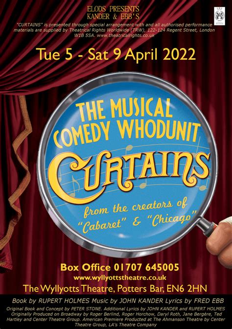 Curtains The Musical Comedy Whodunit April 2022 Presented By Elods