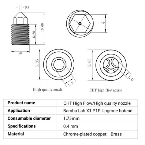 Cht Mk8 High Flow Nozzle For Bambu X1 And P1p — Kingroon 3d