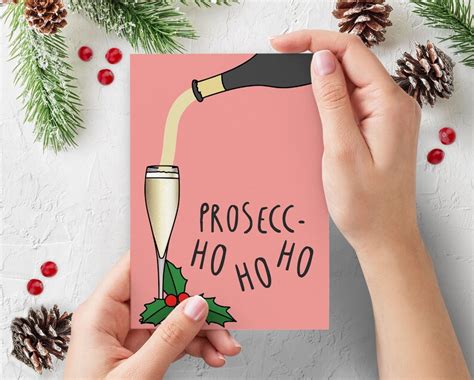 Funny Christmas Card Prosecco Alcohol Pun Christmas Card Etsy