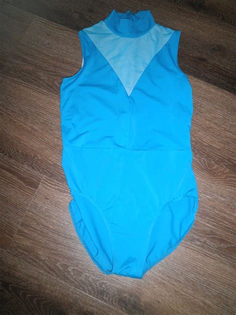 LA Preloved Solo Balera Teal Mesh Illusion Leotard Size LA Dance