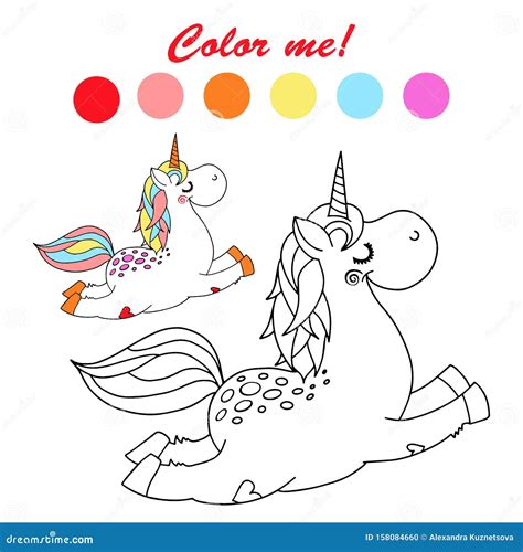 P Gina Del Libro De Coloraci N De Unicornio Dibujado A Mano Stock De