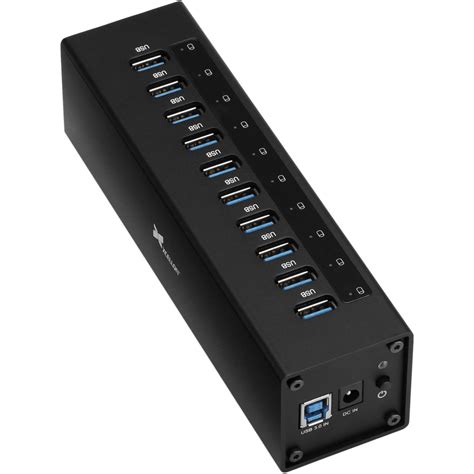 Xcellon 10 Port Powered Usb 30 Aluminum Hub Black Usb 10phv2