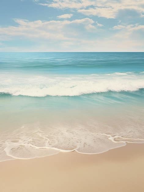 Premium AI Image | a painting of a beach with waves crashing on the beach.