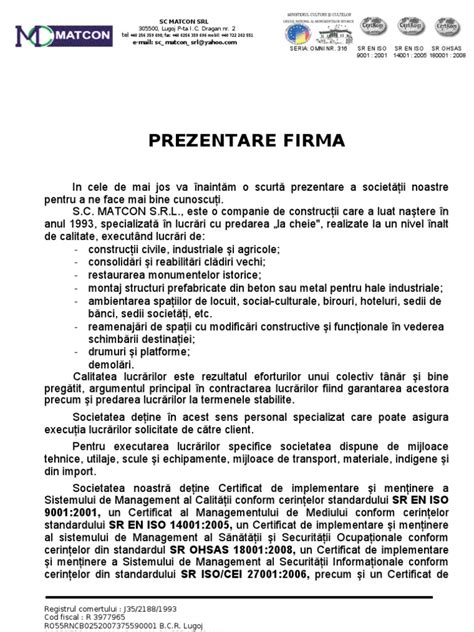 Referat Model Prezentare Firma Transport