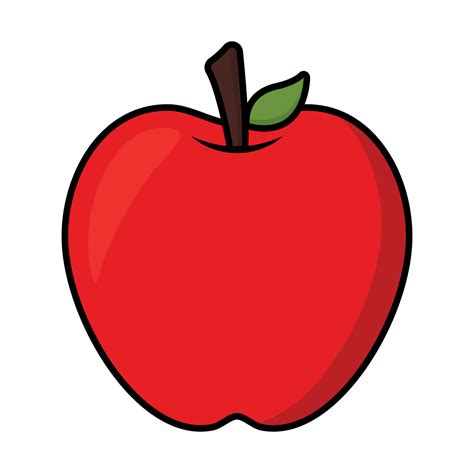 Animated Red Apple Vector Fruits Illustration Image With Stroke Outline