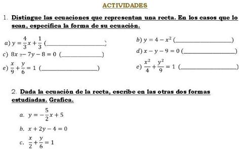 Solved Distingue Las Ecuaciones Que Presenta Una Recta En Los