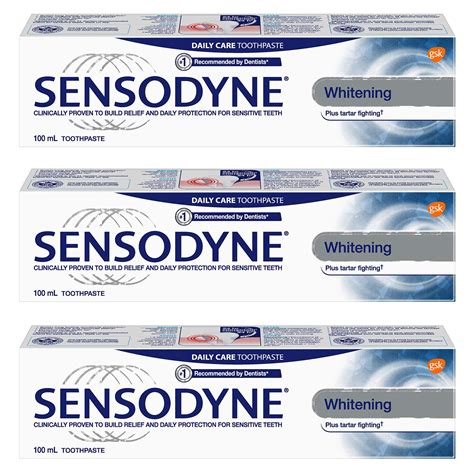 Sensodyne Sensitivity Toothpaste for Sensitive Teeth Whitening Plus Tartar Control 100ml (Pack of 3)