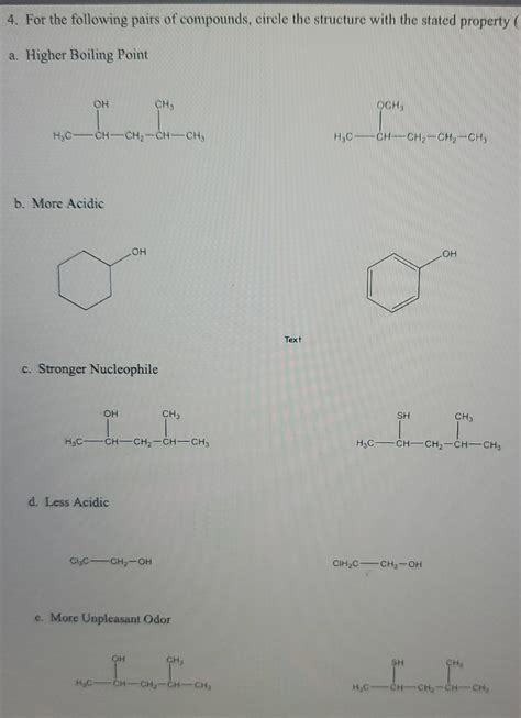 Solved 4 For The Following Pairs Of Compounds Circle The Chegg