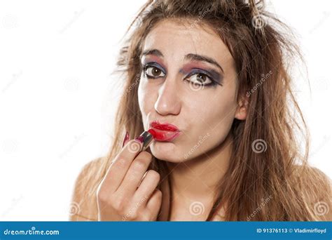 Bad makeup stock image. Image of applying, white, smear - 91376113