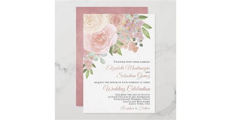 Blush Pink Watercolor Floral Elegant Wedding Foil Invitation Zazzle