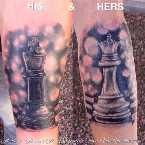 Relationship King And Queen Chess Piece Tattoo