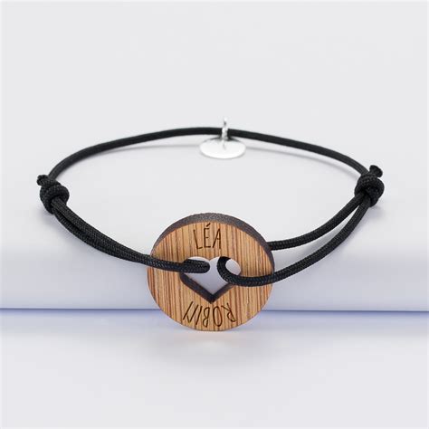 Bracelet Personnalis M Daille Grav E Bois Cible Coeur Mm Achat Vente