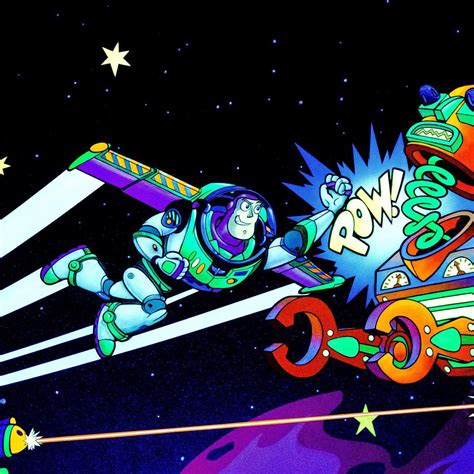 Cartoon Characters Soaring Through Space