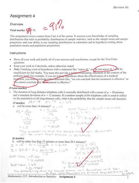 Cynthia Assign 4 Math 215 Assignment 4 Marked And Corrections 91