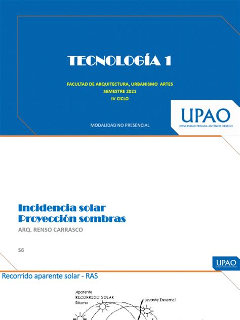 Tecno 1 S6 Incidencia Solar Proyecciones Sombras Pdf Invierno