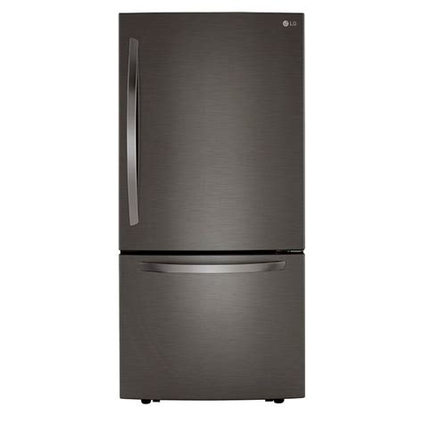 LG 33 in. 25.5 cu. ft. Bottom Freezer Refrigerator - Black Stainless ...