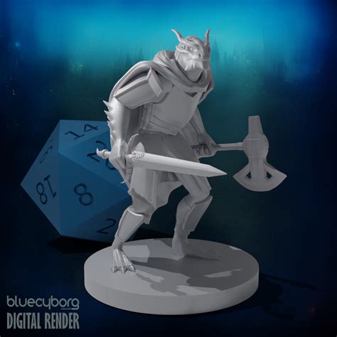 Dragonborn Two Weapon Fighter 28mm Scale Miniature for D&D, Shapeways ...