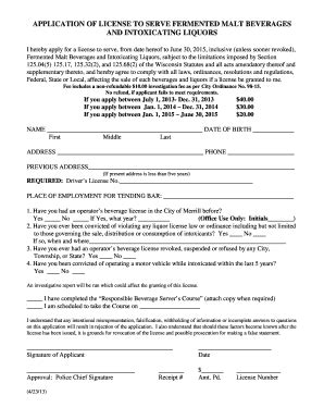 Bartender Application Form Fill And Sign Printable Template Online