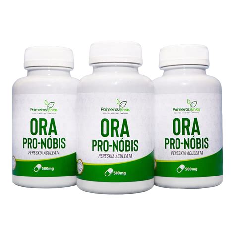 Ora Pro Nóbis Kit 300 Cápsulas Original Natural 500 Mg Verde de