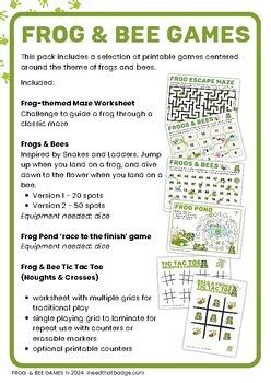 Frog Bee Maze Tic Tac Toe Dice Games By I Need That Badge Tpt