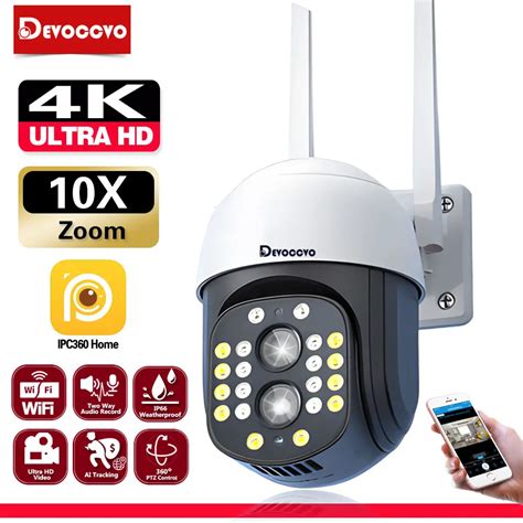 Cam Ra De Surveillance Ext Rieure PTZ IP WIFI Hd 8MP 4K Dispositif De S