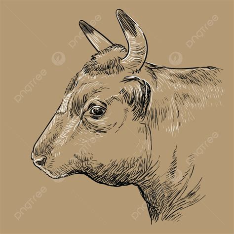 Cow Hand Drawn Vector Hd Png Images Monochrome Cow Head In Profile