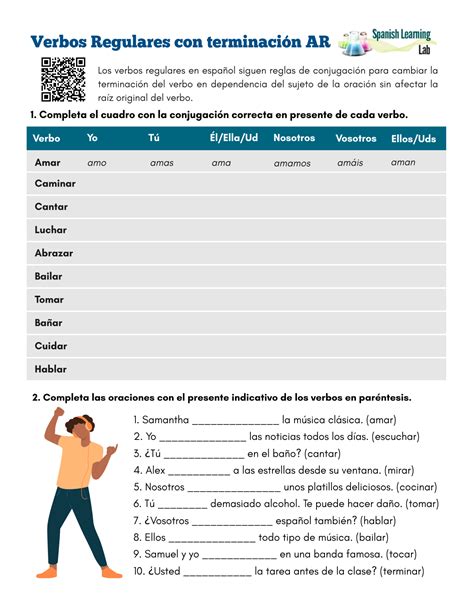 Conjugando Los Verbos Regulares Con Terminaci N Ar Ejercicios En Pdf