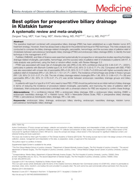 Pdf Best Option For Preoperative Biliary Drainage In Klatskin Tumor