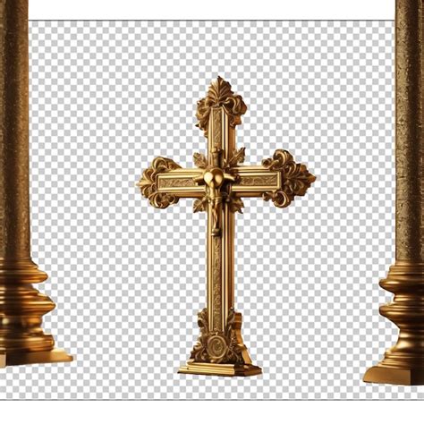 Premium Psd Golden Color Of Stylish Christians Cross Sign