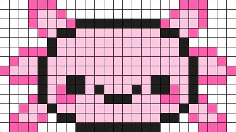 Kawaii Axolotl Head Kandi Pattern Easy Pixel Art Easy Perler Beads