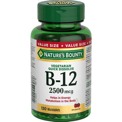 Nature S Bounty Vitamin B 12 2500 Mcg Value Size Walmart Canada