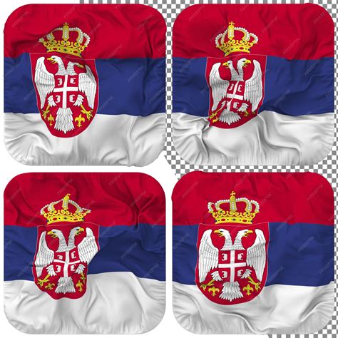 Premium Psd Serbia Flag Squire Shape Isolated Different Waving Style