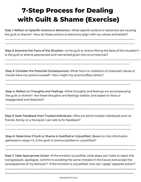 Shame & Guilt Worksheet - How to Know When Its Justified and What ...