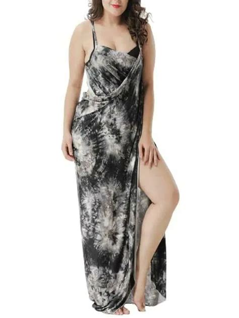 Buy Plus Curvves Plus Size Black Printed Long Multi Wear Beach Maxi Dress Bikini Cover Up XL